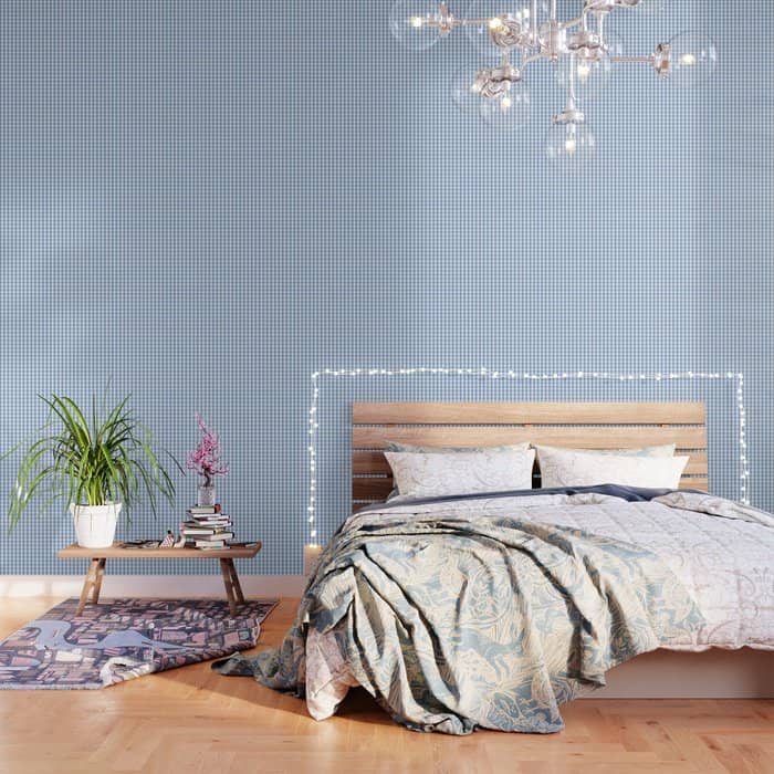 Classic Pale Blue Pastel Gingham Check Wallpaper
