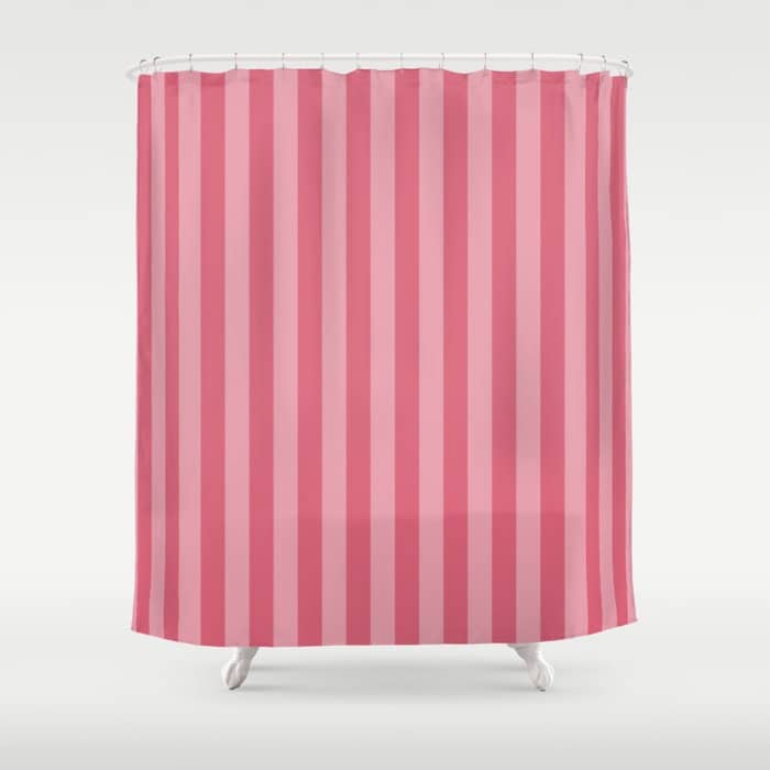 Large Nantucket Red Cabana Tent Stripes Shower Curtain
