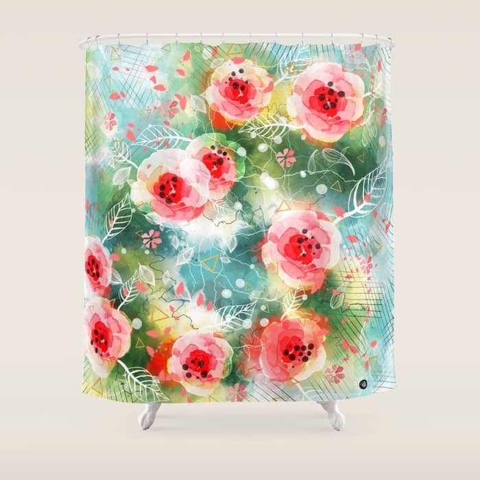 Abstract Painting Nature And Geometric Shower Curtain