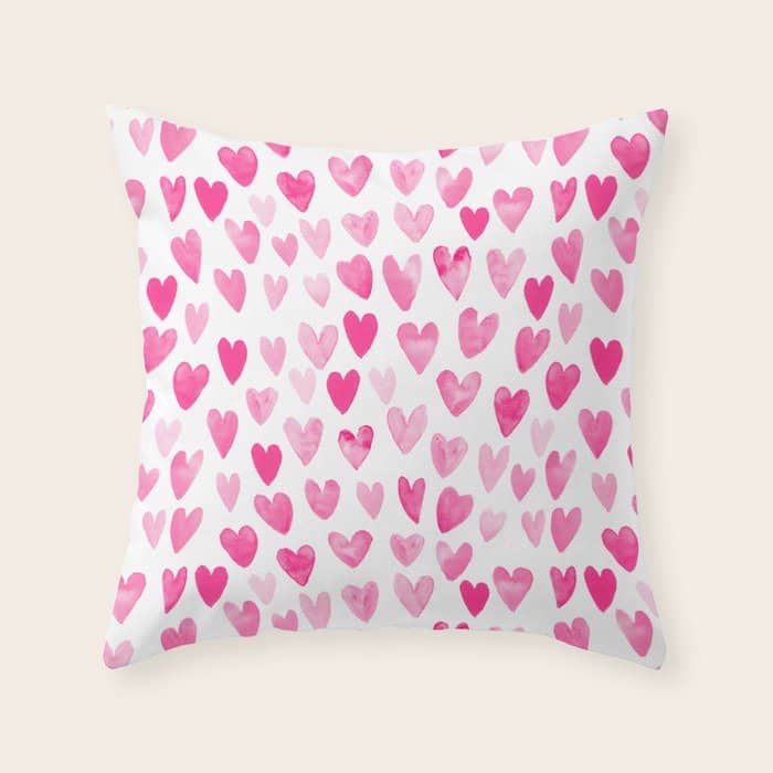 Hearts Pattern Watercolor Pink Heart Perfect Essential Valentines Day Gift Idea For Her Throw Pillow