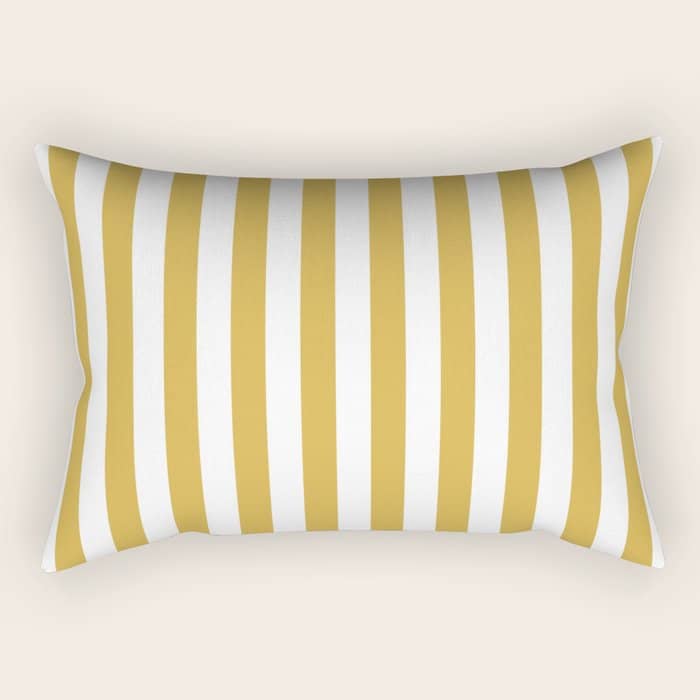 Large Mustard Yellow And White Cabana Tent Stripe Rectangular Pillow