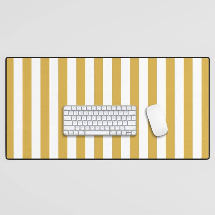 Large Mustard Yellow And White Cabana Tent Stripe Desk Mat