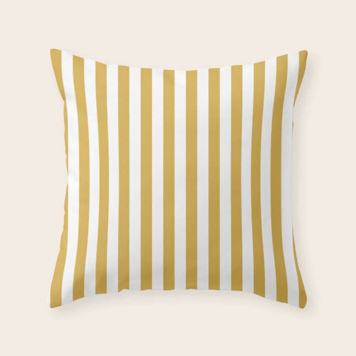 Large Mustard Yellow And White Cabana Tent Stripe Throw Pillow