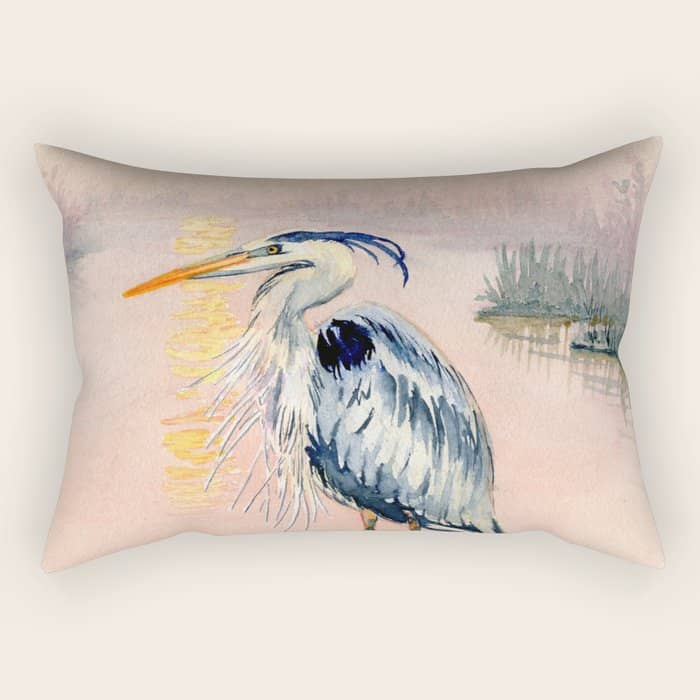 Great Blue Heron At Sunset Rectangular Pillow