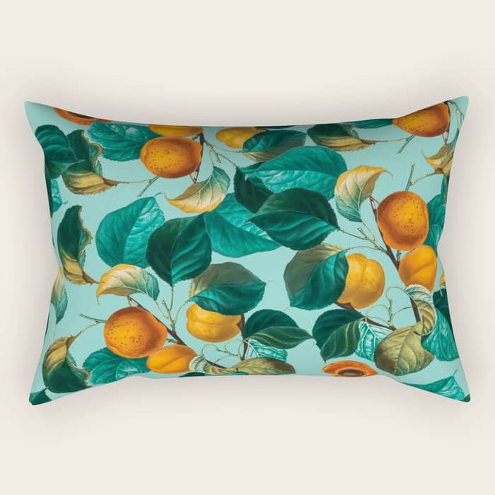Peach And Leaf Pattern Rectangular Pillow