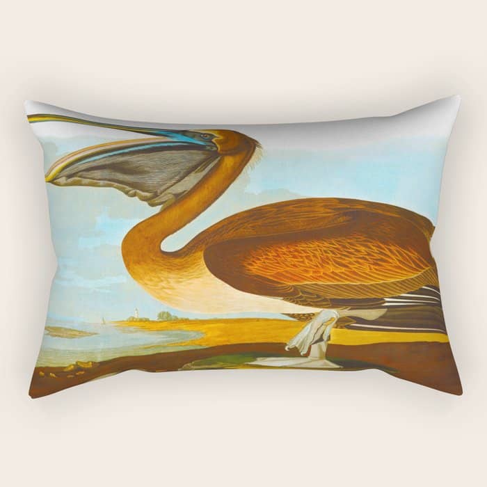 Brown Pelican Illustration Rectangular Pillow