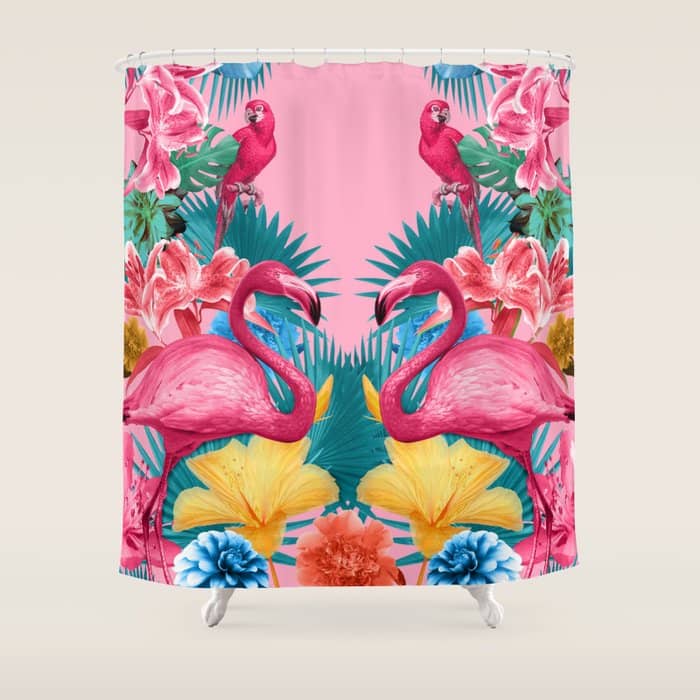 Flamingo And Tropical Garden Shower Curtain