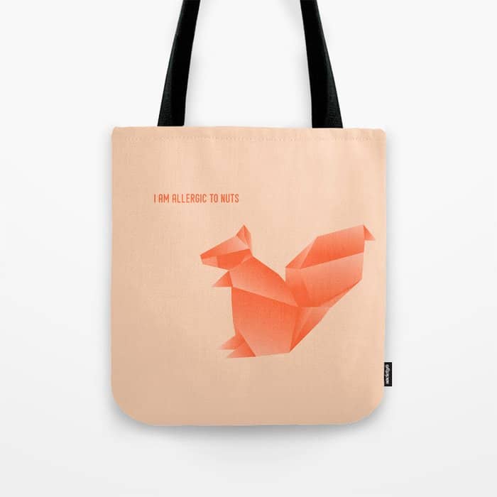 Allergic To Nuts - Origami Orange Squirrel Tote Bag