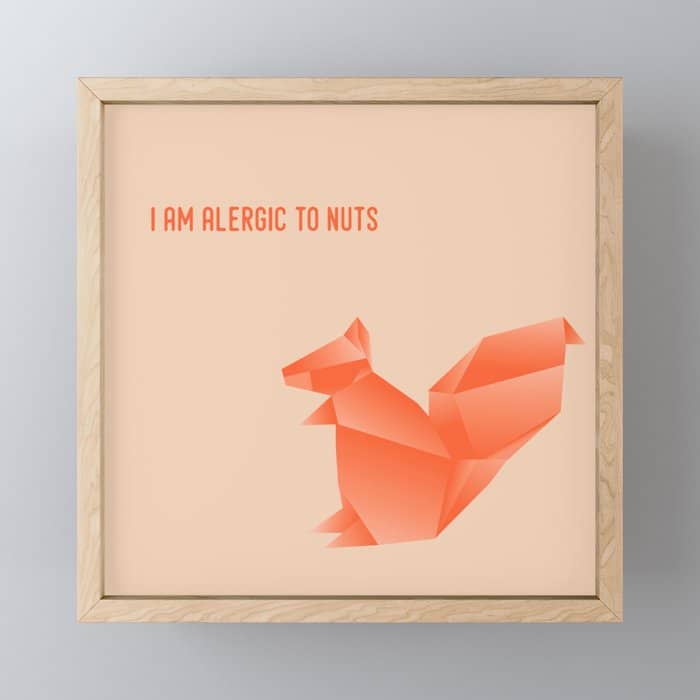 Allergic To Nuts - Origami Orange Squirrel Mini Art Print