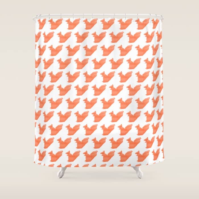Allergic To Nuts - Origami Orange Squirrel Shower Curtain