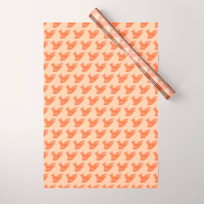 Allergic To Nuts - Origami Orange Squirrel Wrapping Paper