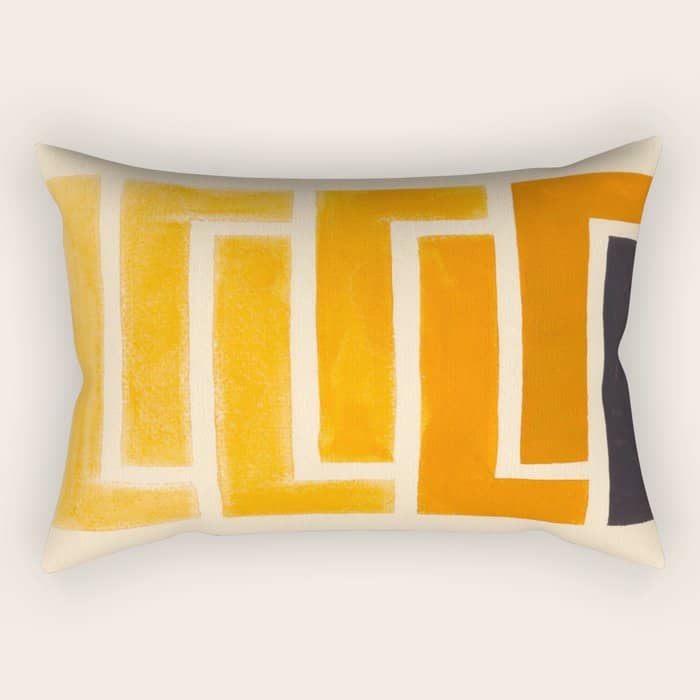 Yellow Ocher Mid Century Pattern Rectangular Pillow