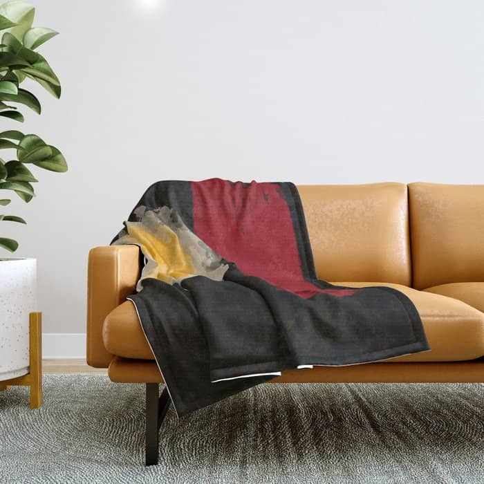 Zen Abstract Minimal Red Yellow And Black Throw Blanket