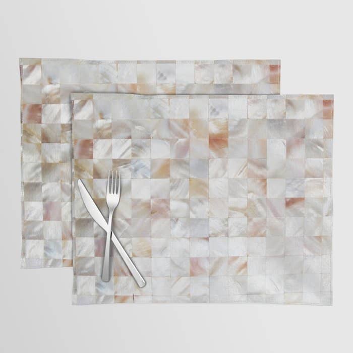 Mother Of Pearl, Exotic Tiles Photography, Neutral Minimal Geometrical Graphic Design Placemat