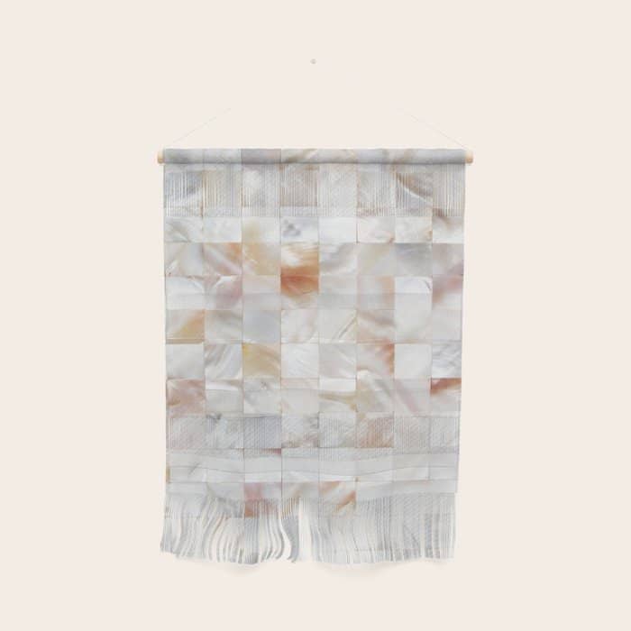 Mother Of Pearl, Exotic Tiles Photography, Neutral Minimal Geometrical Graphic Design Wall Hanging