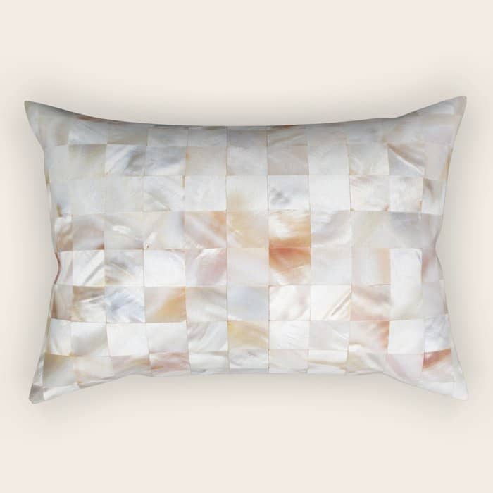 Mother Of Pearl, Exotic Tiles Photography, Neutral Minimal Geometrical Graphic Design Rectangular Pillow