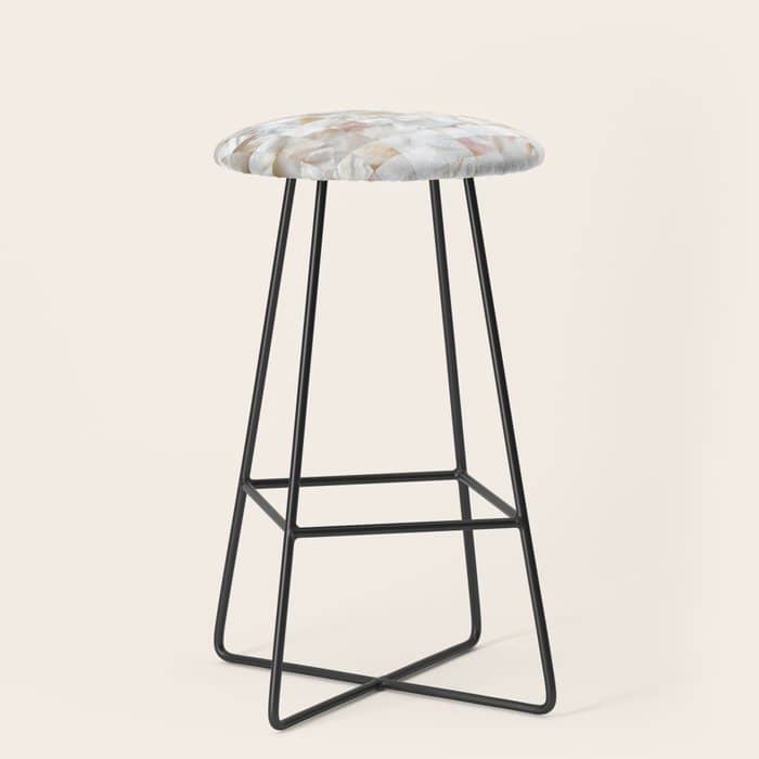 Mother Of Pearl, Exotic Tiles Photography, Neutral Minimal Geometrical Graphic Design Stool
