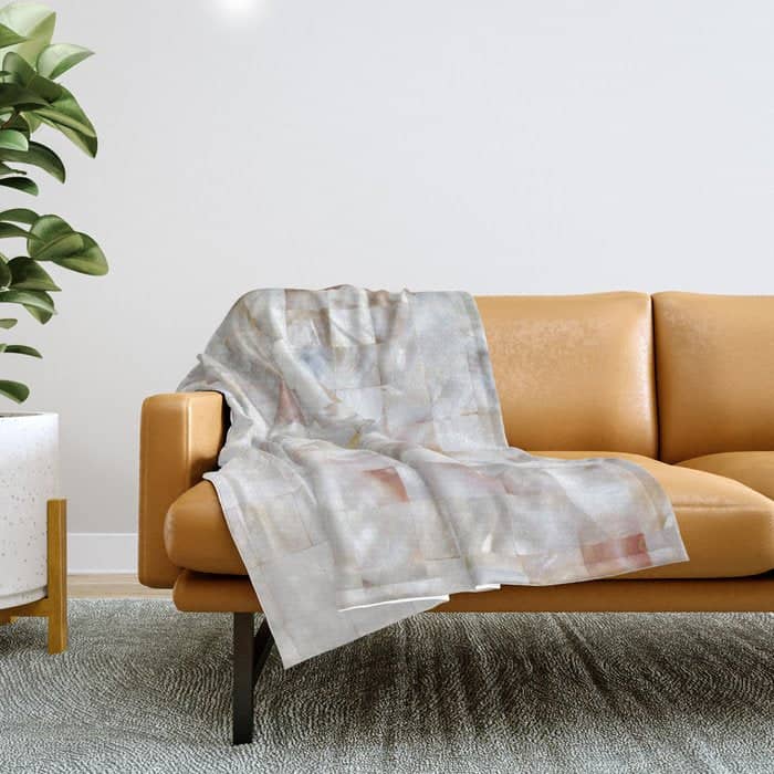 Mother Of Pearl, Exotic Tiles Photography, Neutral Minimal Geometrical Graphic Design Throw Blanket