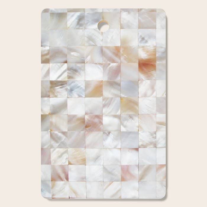 Mother Of Pearl, Exotic Tiles Photography, Neutral Minimal Geometrical Graphic Design Cutting Board