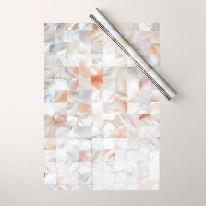 Mother Of Pearl, Exotic Tiles Photography, Neutral Minimal Geometrical Graphic Design Wrapping Paper