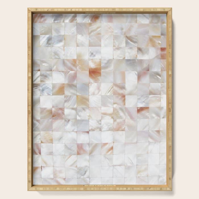 Mother Of Pearl, Exotic Tiles Photography, Neutral Minimal Geometrical Graphic Design Serving Tray