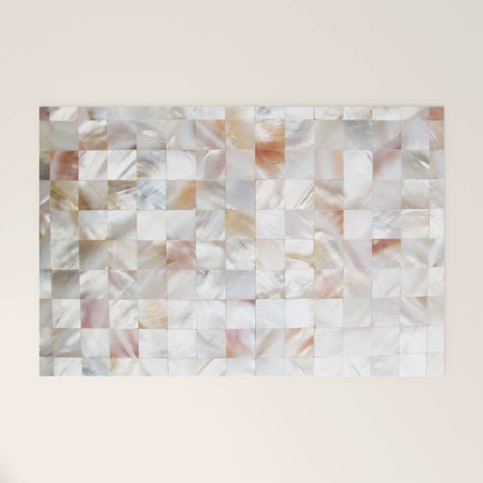 Mother Of Pearl, Exotic Tiles Photography, Neutral Minimal Geometrical Graphic Design Welcome Mat