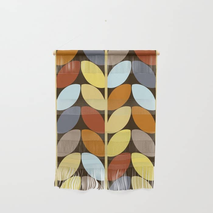 Retro 70s Color Palette Leaf Pattern Wall Hanging