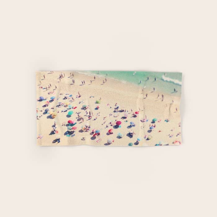 Aerial Beach Photography - Ocean Print - Colorful Beach Umbrellas - Sea Photo By Ingrid Beddoes Bath Towel