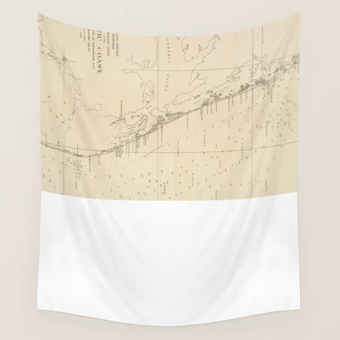Vintage North Carolina And Virginia Coastal Map Wall Tapestry