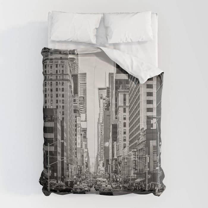 Sunset On 7th (Black And White Version) Comforter