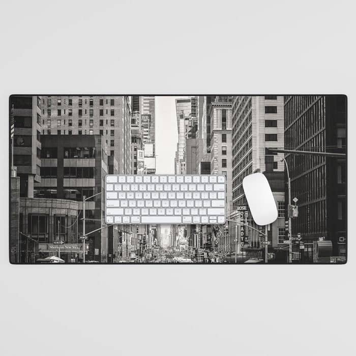 Sunset On 7th (Black And White Version) Desk Mat