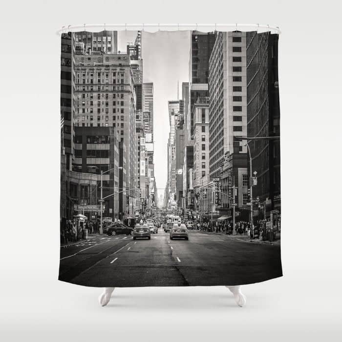 Sunset On 7th (Black And White Version) Shower Curtain
