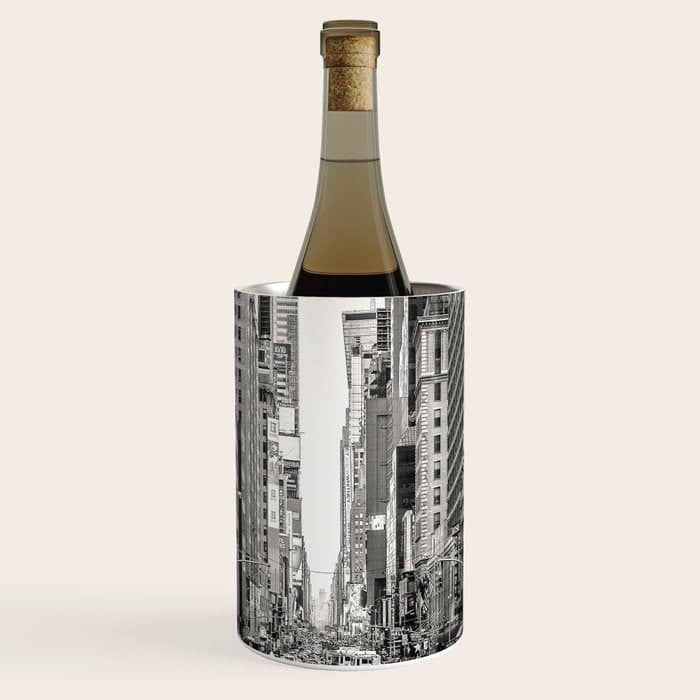 Sunset On 7th (Black And White Version) Wine Chiller