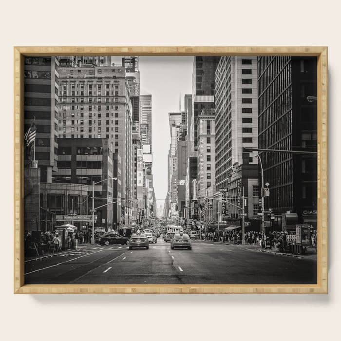 Sunset On 7th (Black And White Version) Serving Tray