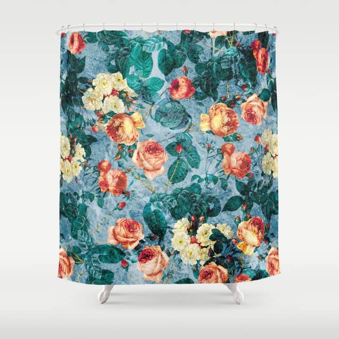 Floral And Marble Texture Ii Shower Curtain