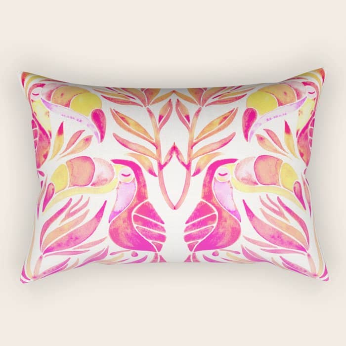 Tropical Toucans - Pink & Melon Ombrã© Rectangular Pillow