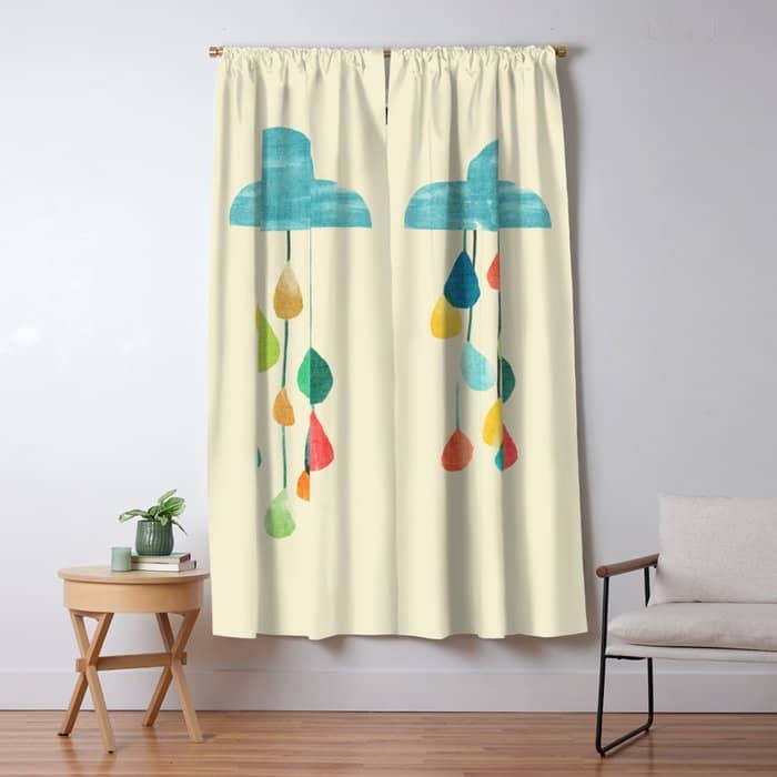 Cloudy With A Chance Of Rainbow Window Curtain