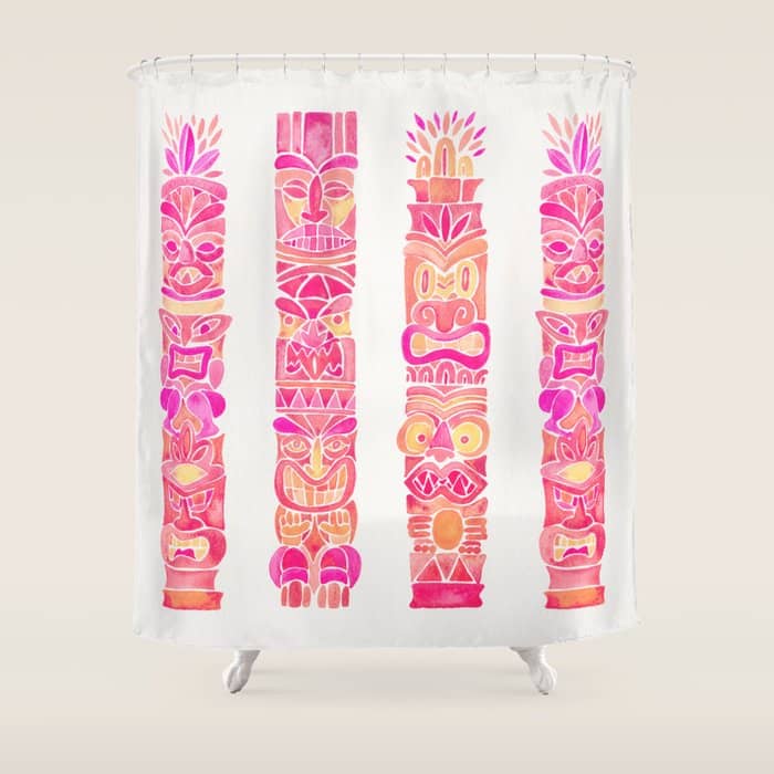 Tiki Totems - Pink Palette Shower Curtain