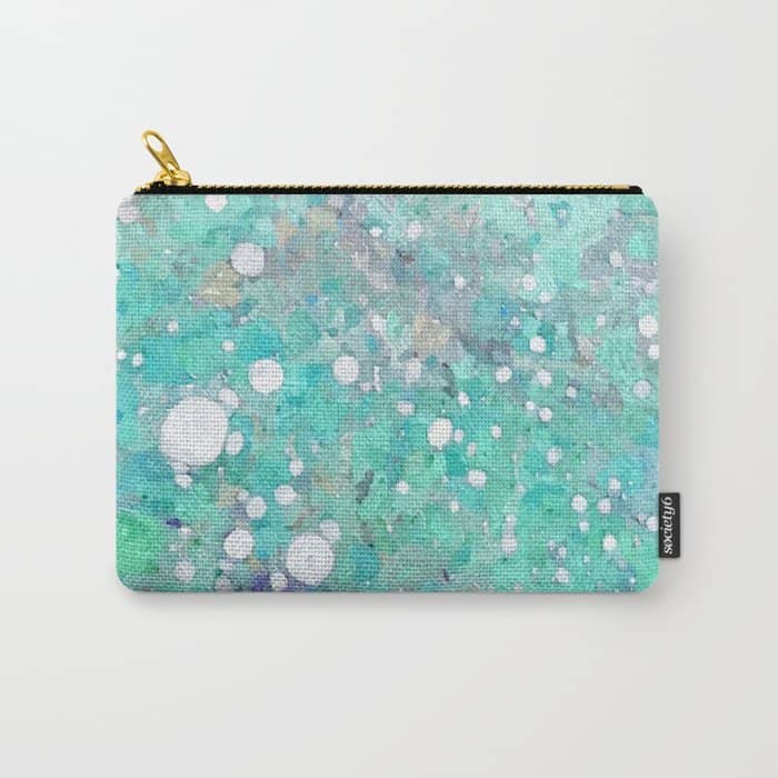 Blue Green Dreamy Marble, Minimal Abstract Pastel Graphic Design Eclectic Bohemian Painting Texture Carry All Pouch