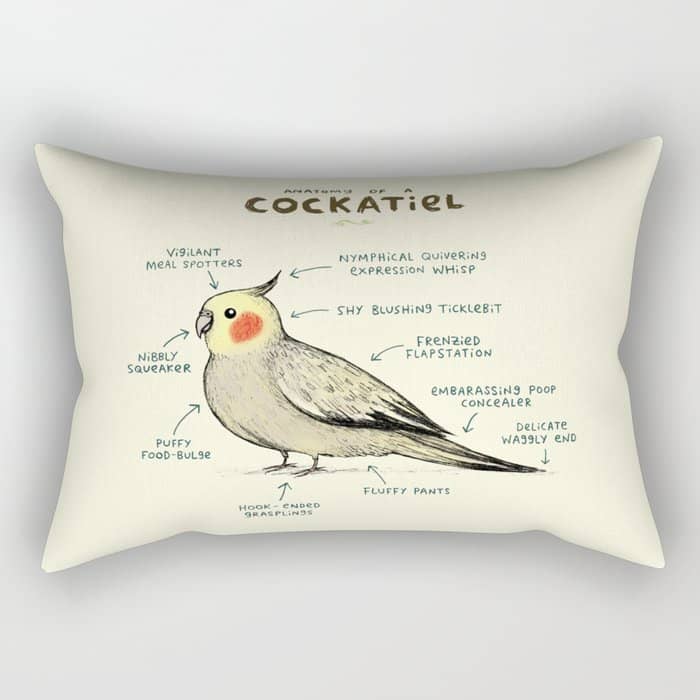 Anatomy Of A Cockatiel Rectangular Pillow