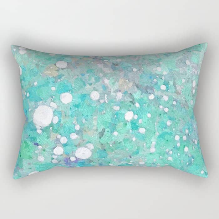 Blue Green Dreamy Marble, Minimal Abstract Pastel Graphic Design Eclectic Bohemian Painting Texture Rectangular Pillow