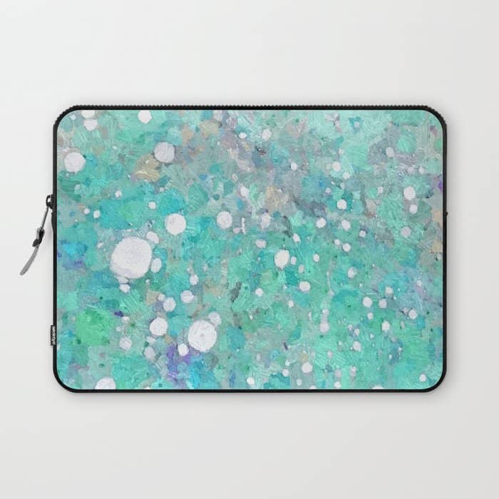 Blue Green Dreamy Marble, Minimal Abstract Pastel Graphic Design Eclectic Bohemian Painting Texture Laptop Sleeve
