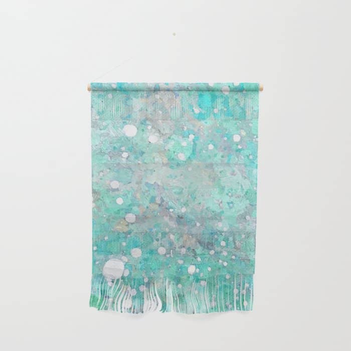 Blue Green Dreamy Marble, Minimal Abstract Pastel Graphic Design Eclectic Bohemian Painting Texture Wall Hanging