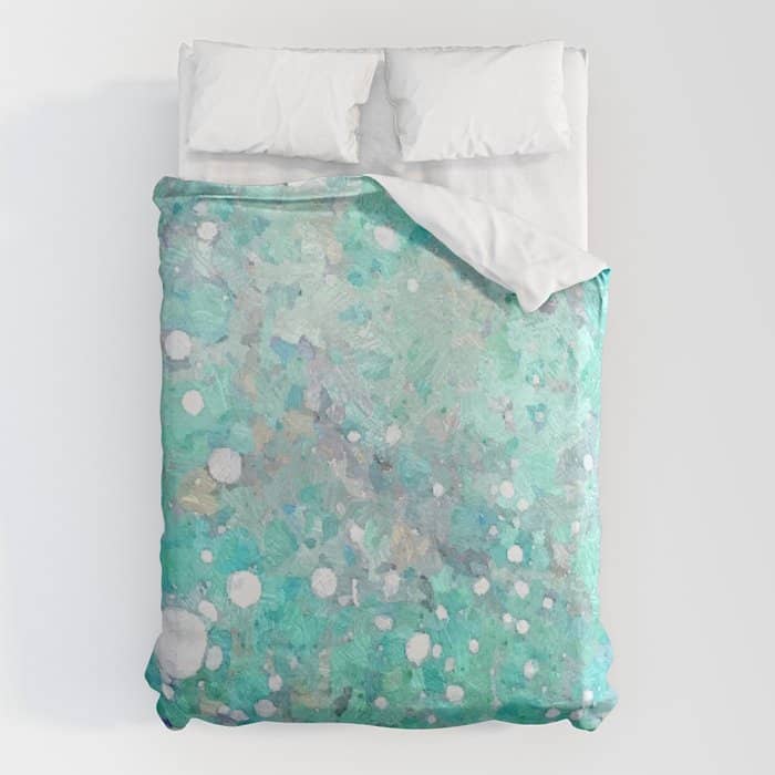 Blue Green Dreamy Marble, Minimal Abstract Pastel Graphic Design Eclectic Bohemian Painting Texture Duvet Cover