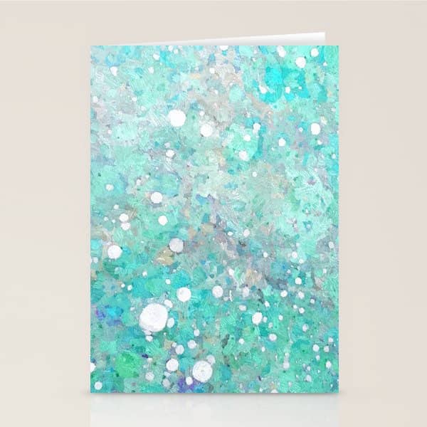 Blue Green Dreamy Marble, Minimal Abstract Pastel Graphic Design Eclectic Bohemian Painting Texture Stationery Card