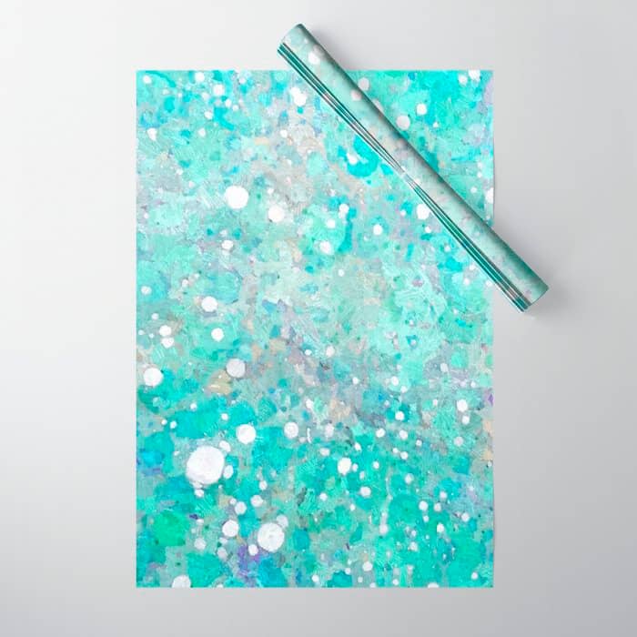 Blue Green Dreamy Marble, Minimal Abstract Pastel Graphic Design Eclectic Bohemian Painting Texture Wrapping Paper