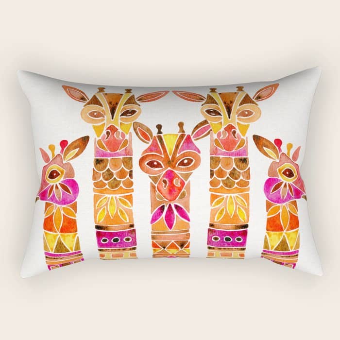 Giraffes - Fiery Palette Rectangular Pillow