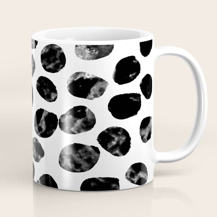 Jacson - Minimal Black And White Modern Abstract Art Print Dots Polka Dots Brushstrokes Urban Bklyn Coffee Mug
