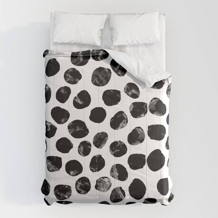 Jacson - Minimal Black And White Modern Abstract Art Print Dots Polka Dots Brushstrokes Urban Bklyn Comforter