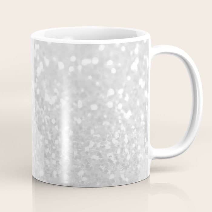 Chic Elegant Glamour White Faux Glitter Coffee Mug